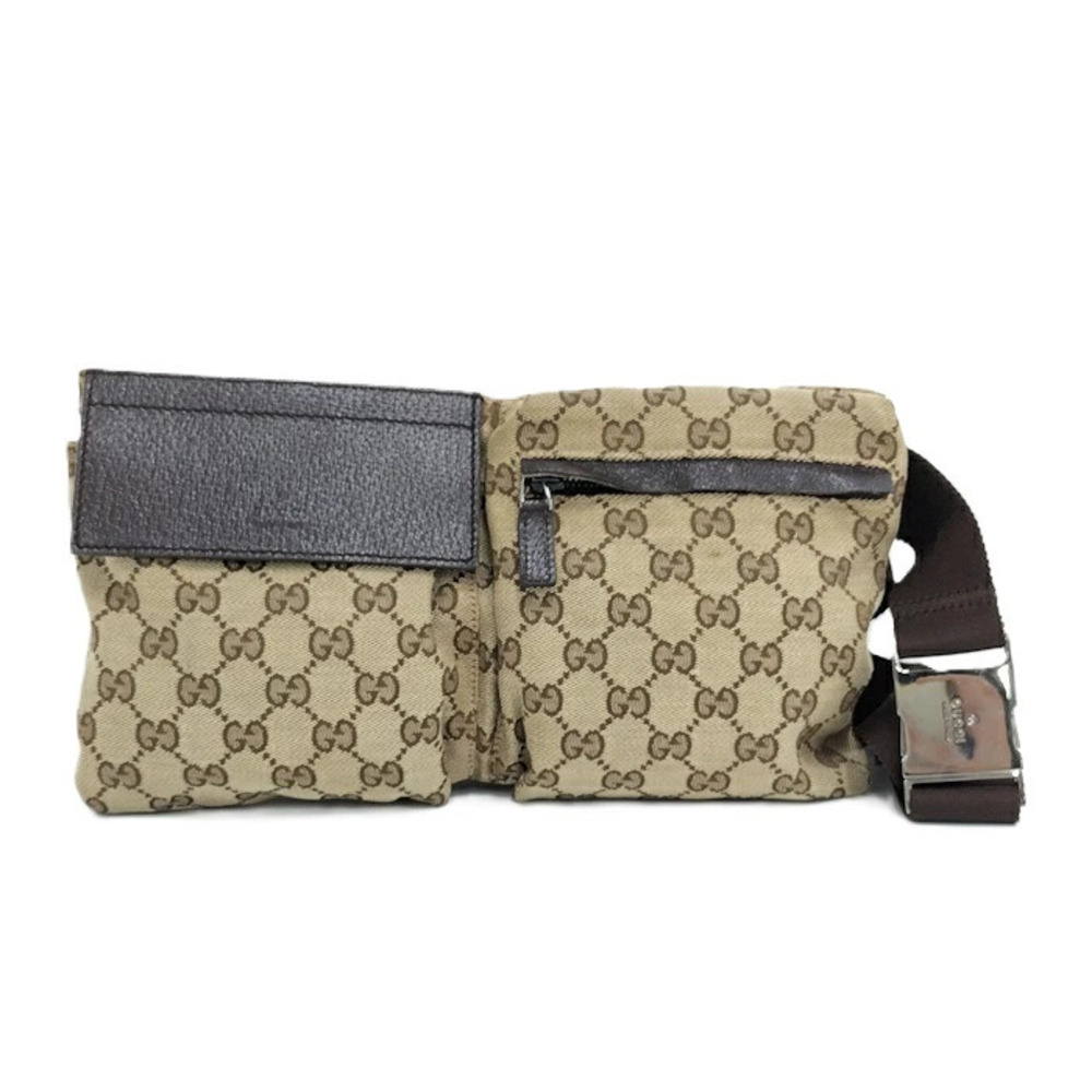 Gucci Waist Bag Body GG Canvas Leather Brown